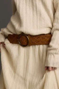 Best Abbott Light Brown Floral Embossed Belt Belts