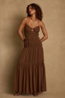 Sale Adelina Mocha Maxi Dress Day Dresses|Vacation Dresses