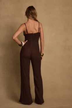 Clearance Adella Espresso Shell Trimmed Jumpsuit Seashells + Wedding Bells|Jumpsuits + Rompers