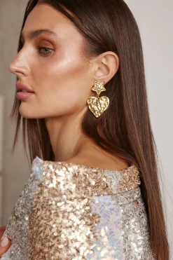 Sale Aiko Gold Heart Earrings Jewelry|Bridal Accessories
