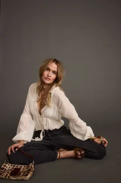 Outlet Alba White Chiffon Long Sleeve Blouse Date Night Tops|Long Sleeves