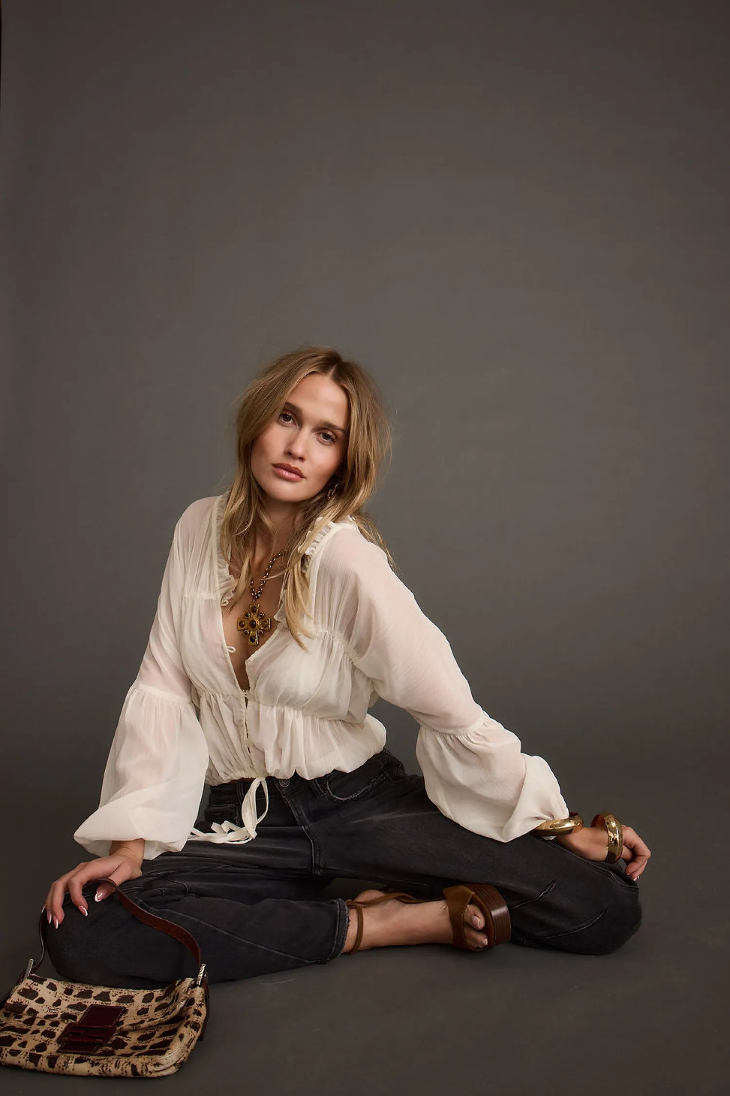 Outlet Alba White Chiffon Long Sleeve Blouse Date Night Tops|Long Sleeves