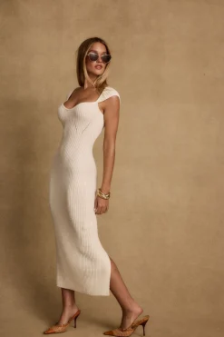Discount Alessia Cream Cap Sleeve Knit Midi Dress The White Edit|Honeymoon