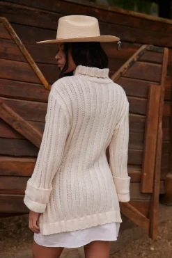 Online Allison White Long Sleeve Knit Mini Dress Long Sleeves|Day Dresses