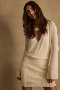Sale Alma Cream Knit Mini Dress The White Edit|Honeymoon