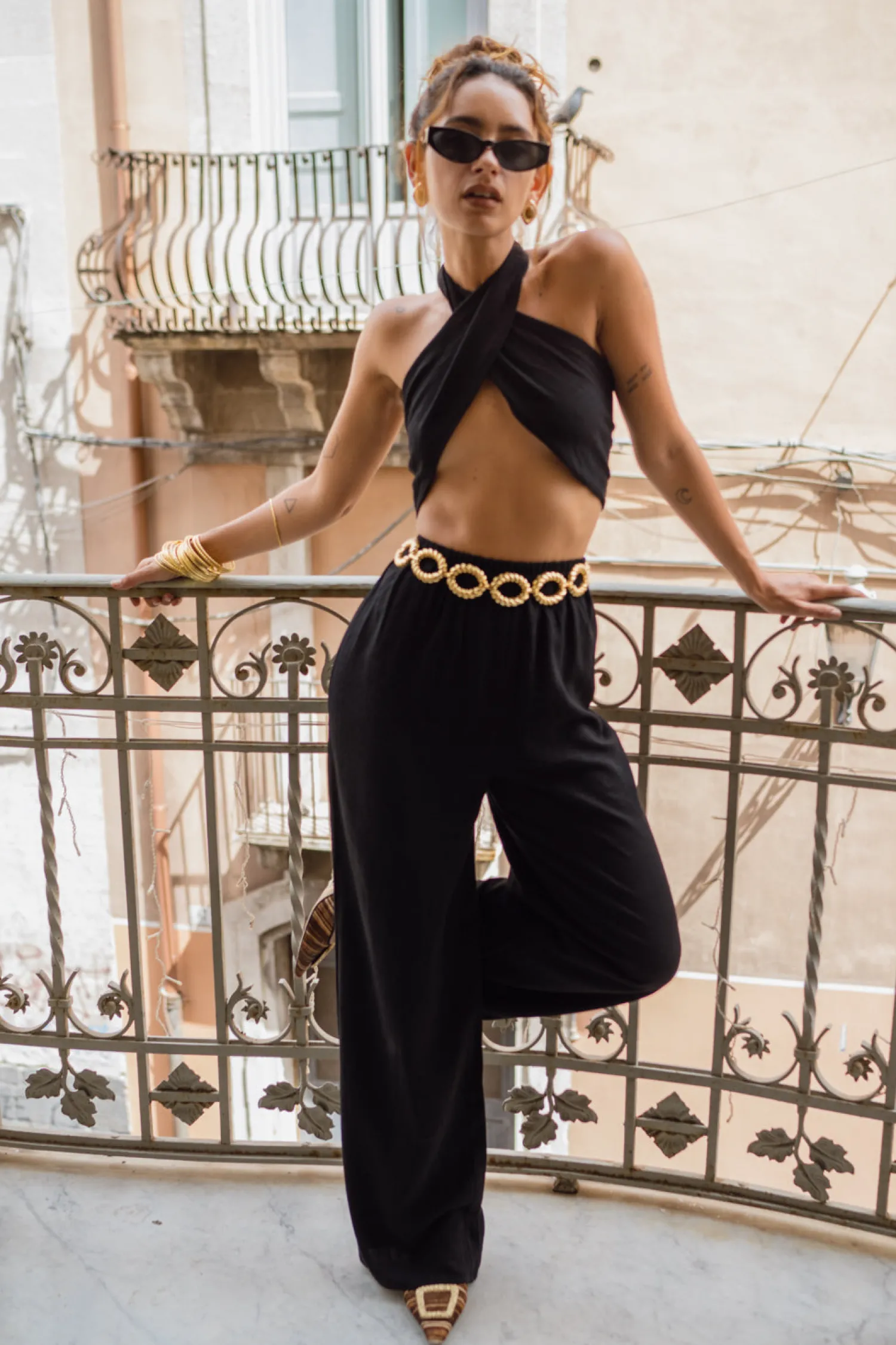 Sale Amalfi Black Linen Halter Top Tees + Tanks|Vacation Tops