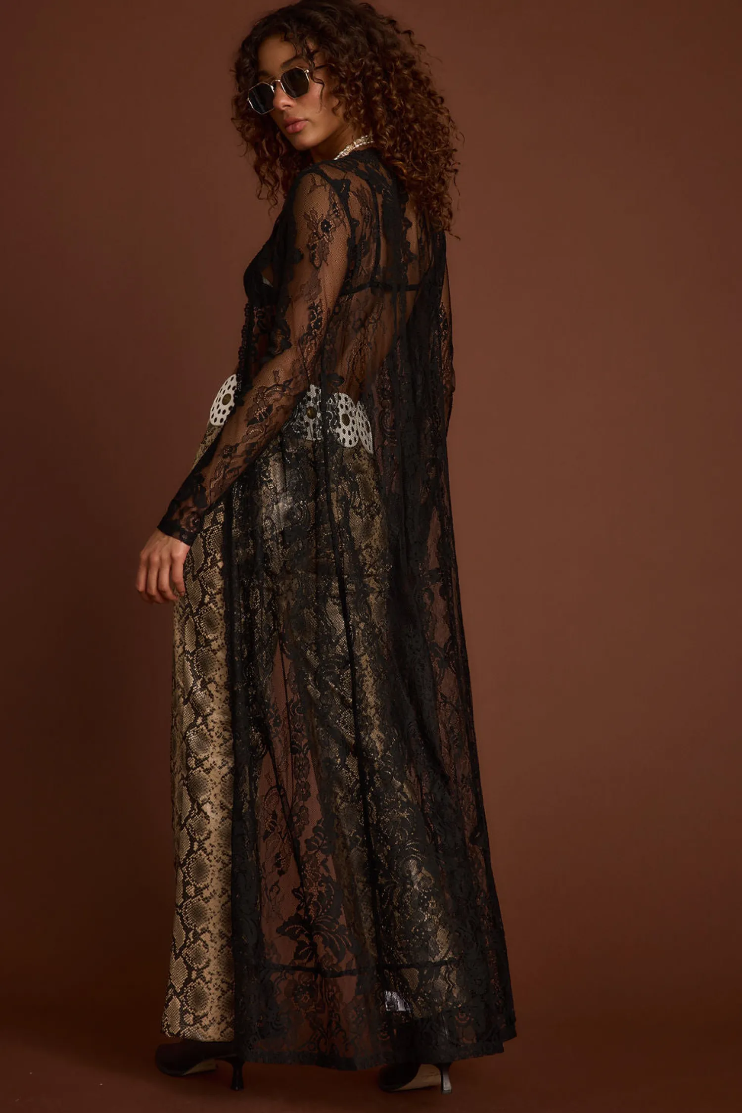 New Ambrose Black Lace Kimono Sets|Sets