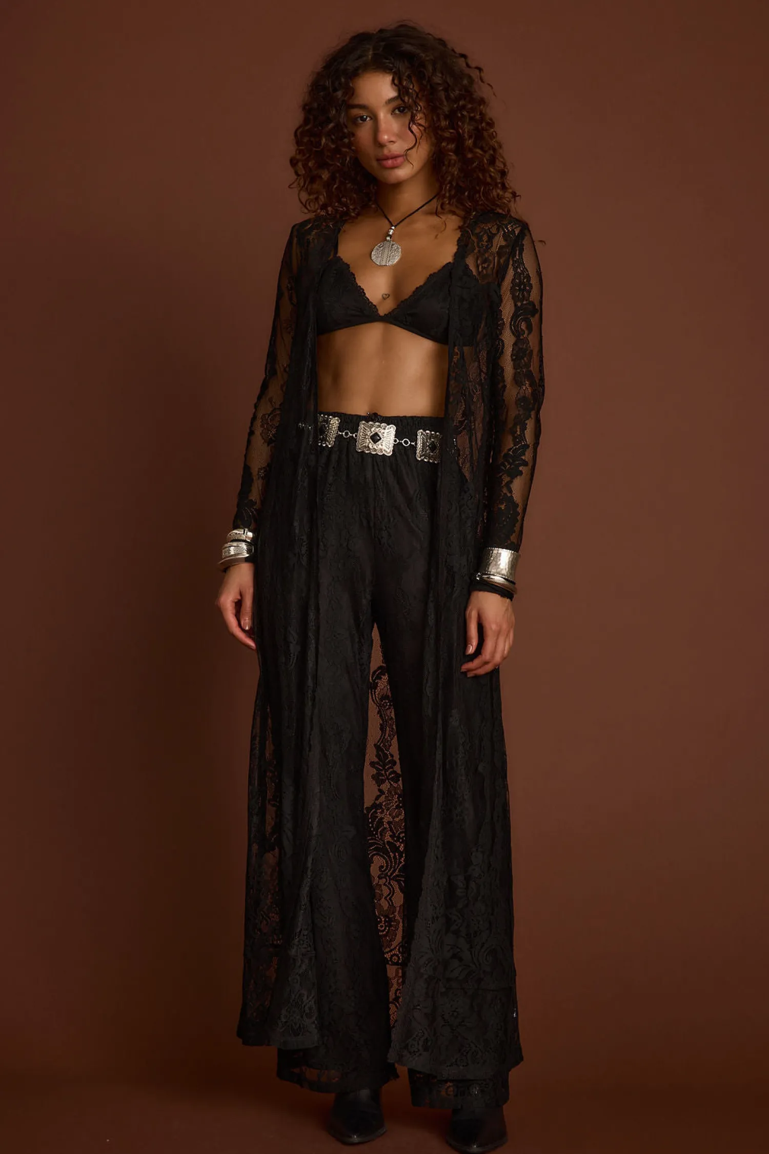 New Ambrose Black Lace Kimono Sets|Sets