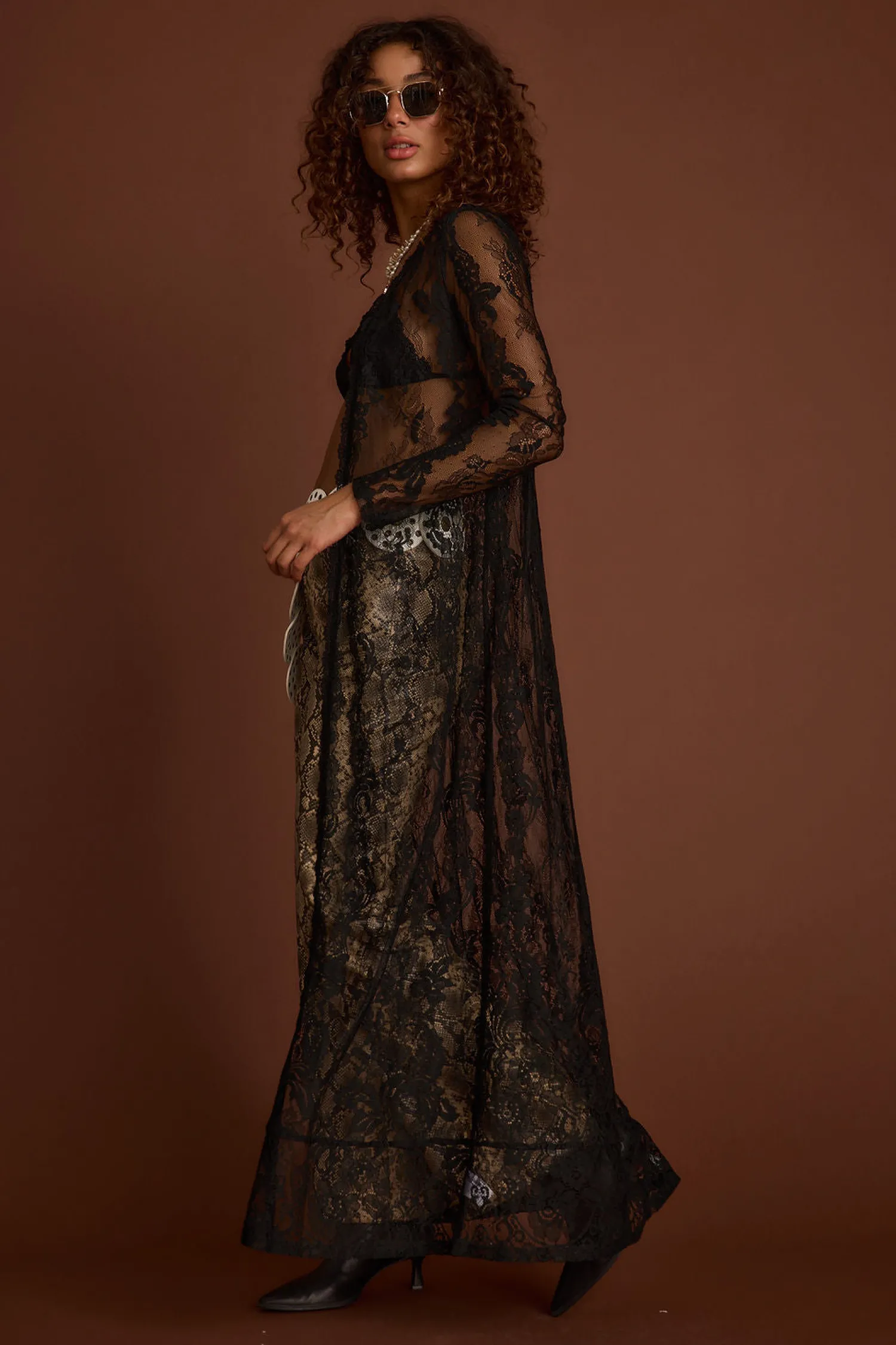 New Ambrose Black Lace Kimono Sets|Sets