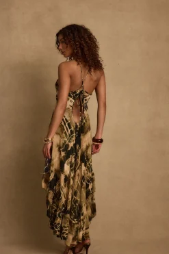 Fashion Amira Olive Animal Midi Dress Date Night Dresses|Party Dresses
