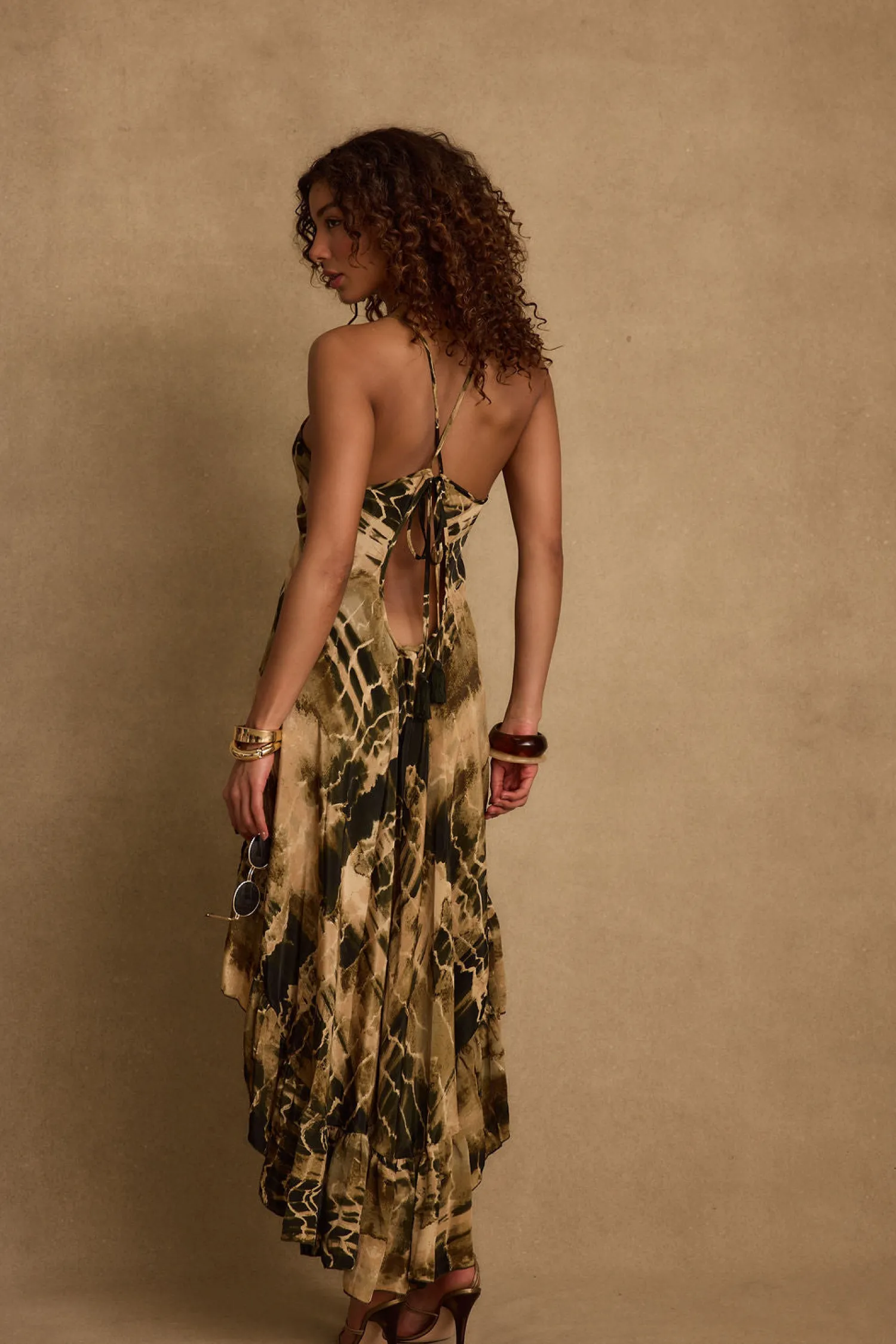 Fashion Amira Olive Animal Midi Dress Date Night Dresses|Party Dresses