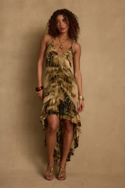 Fashion Amira Olive Animal Midi Dress Date Night Dresses|Party Dresses
