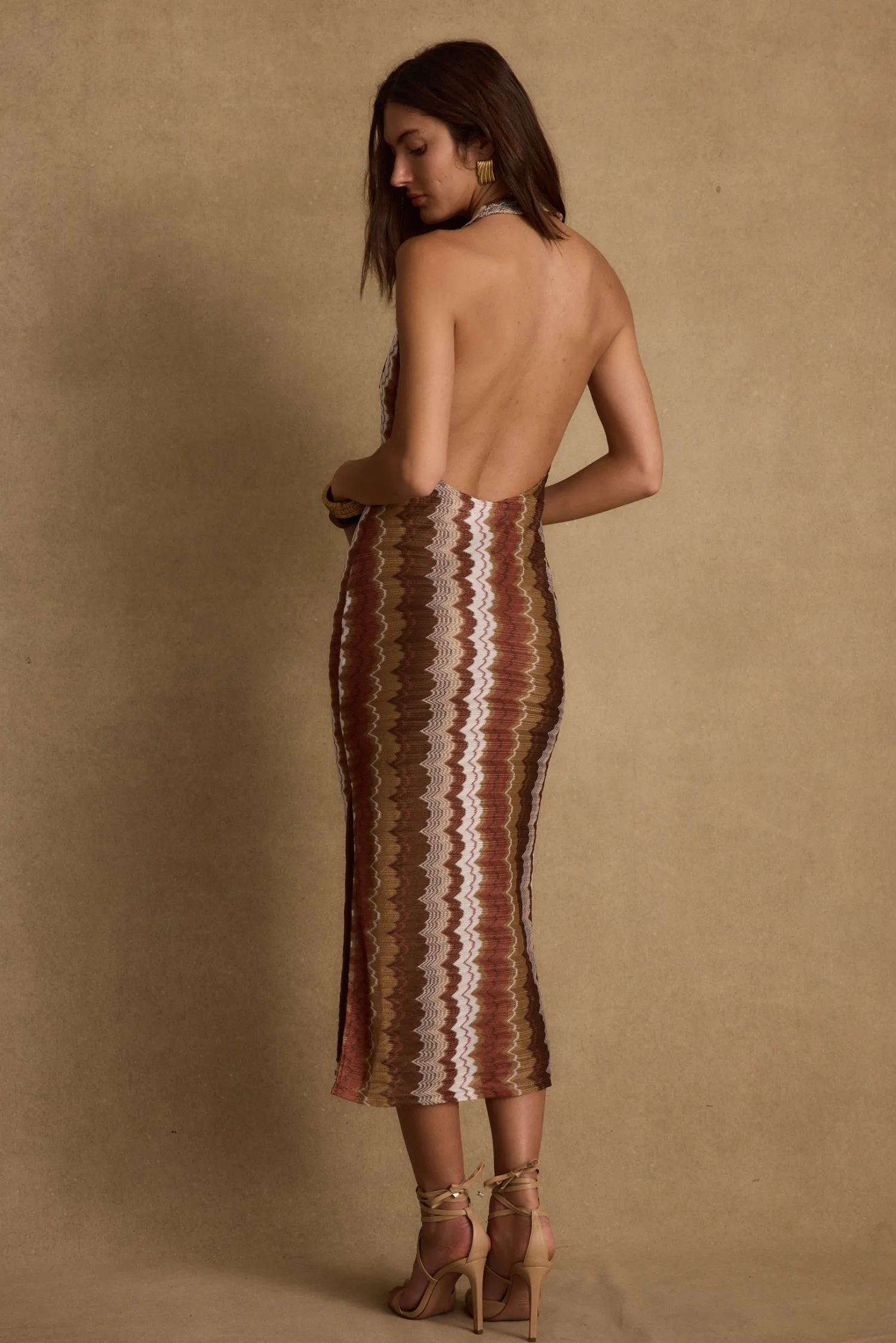 Hot Arista Chevron Halter Maxi Dress Seashells + Wedding Bells|Date Night Dresses