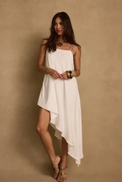 Online Ashlyn White Asymmetrical Midi Dress The White Edit|Golden Hour Bachelorette