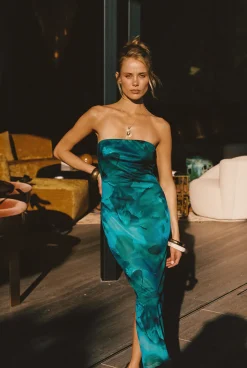 Online Avani Blue Floral Mesh Maxi Dress Seashells + Wedding Bells|Date Night Dresses