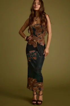 Fashion Avani Emerald Floral Strapless Maxi Dress Date Night Dresses|Party Dresses