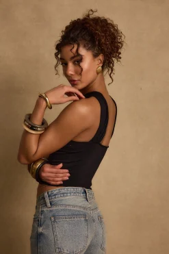 New Azula Black Embellished Halter Top Date Night Tops|Tees + Tanks