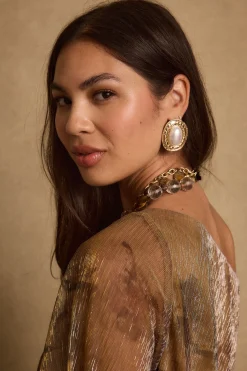 New Bailey Gold and Pearl Statement Earrings Jewelry|Golden Hour Bachelorette