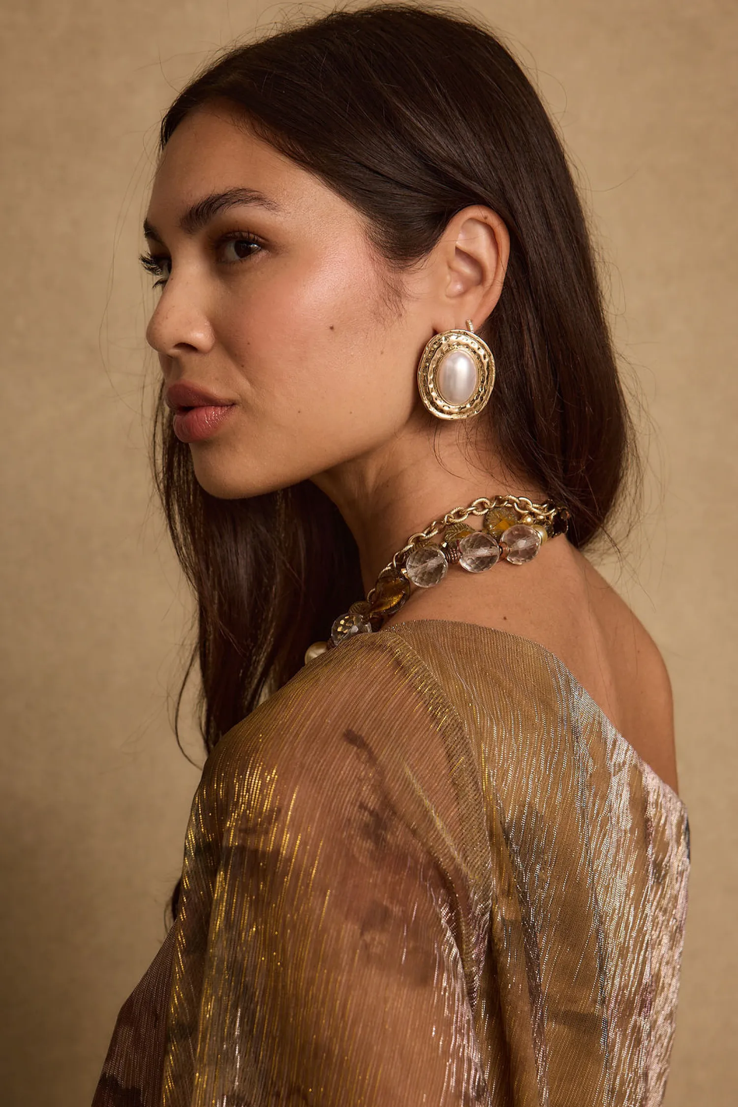 New Bailey Gold and Pearl Statement Earrings Jewelry|Golden Hour Bachelorette