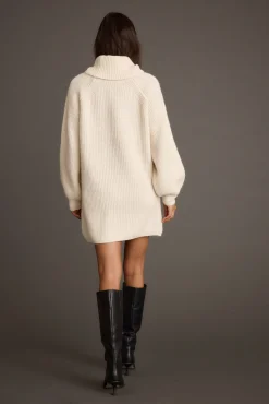 Best Beau Cream Turtleneck Sweater Mini Dress Sweaters + Cardis|Mini Dresses