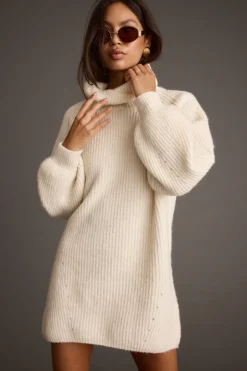 Best Beau Cream Turtleneck Sweater Mini Dress Sweaters + Cardis|Mini Dresses