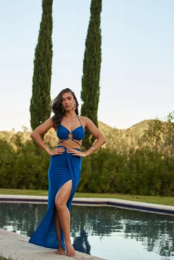 Sale Bella Cobalt Crop Top Tees + Tanks|Vacation Tops