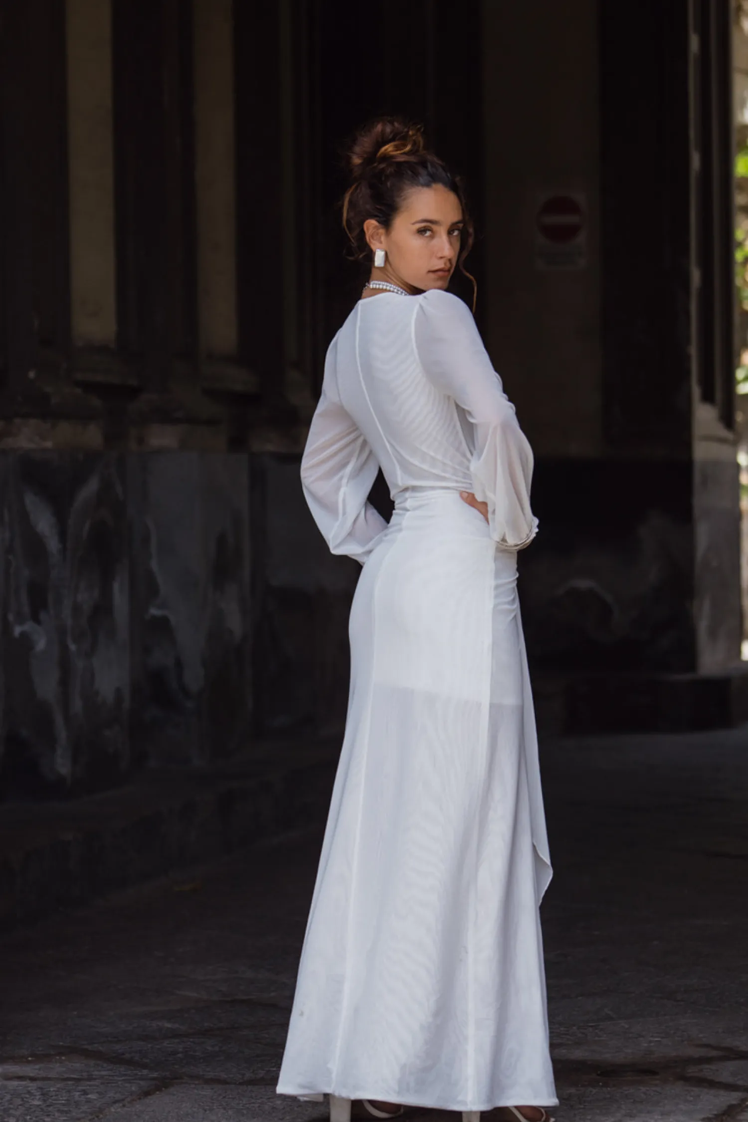 Outlet Bella White Mesh Plunge Maxi Dress The White Edit|Honeymoon