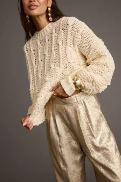 Fashion Bethany Cream Cable Knit Sweater Sweaters + Cardis|Long Sleeves