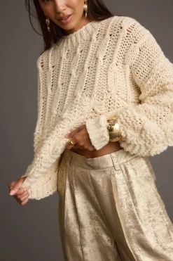 Fashion Bethany Cream Cable Knit Sweater Sweaters + Cardis|Long Sleeves