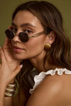 Sale Bianca Black Circle Sunglasses Seashells + Wedding Bells|Festival Shoes + Accessories