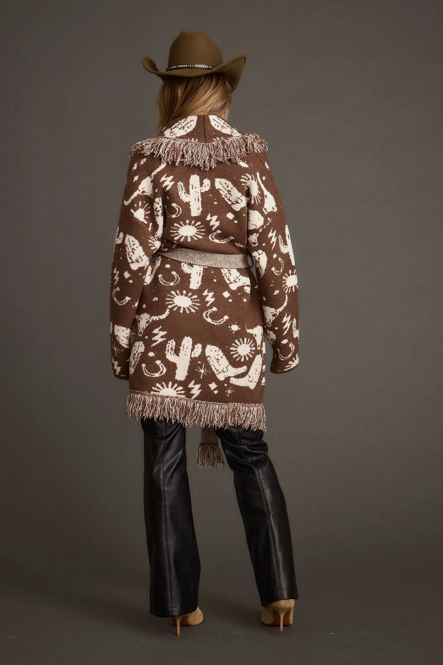 Clearance Big Sky Western Printed Fringe Cardigan Sweaters + Cardis|Long Sleeves