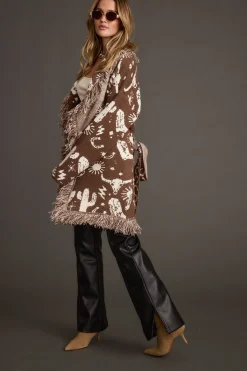 Clearance Big Sky Western Printed Fringe Cardigan Sweaters + Cardis|Long Sleeves