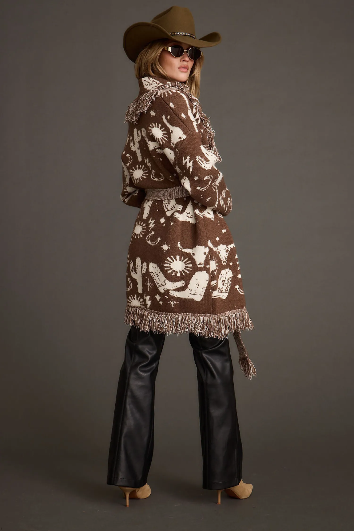 Clearance Big Sky Western Printed Fringe Cardigan Sweaters + Cardis|Long Sleeves