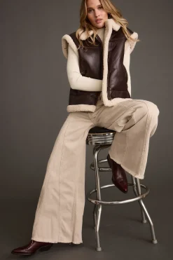 Best Bighorn Oversized Sherpa Vegan Leather Vest Outerwear|Jackets