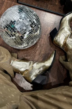 Clearance Ulira Gold Metallic Boot Shoes|Festival Shoes + Accessories