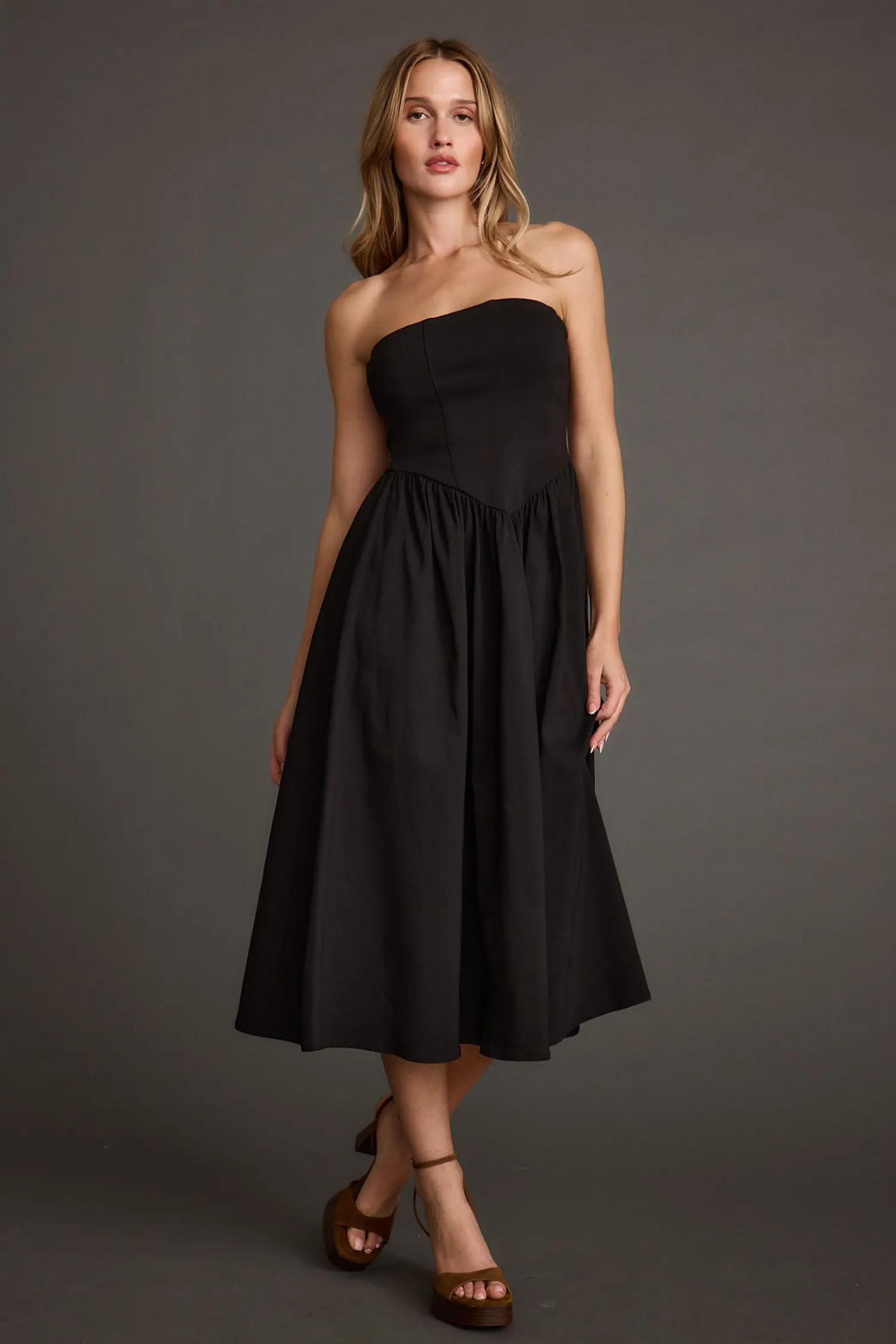 Discount Blaire Strapless Drop Waist Midi Dress Date Night Dresses|Midi Dresses