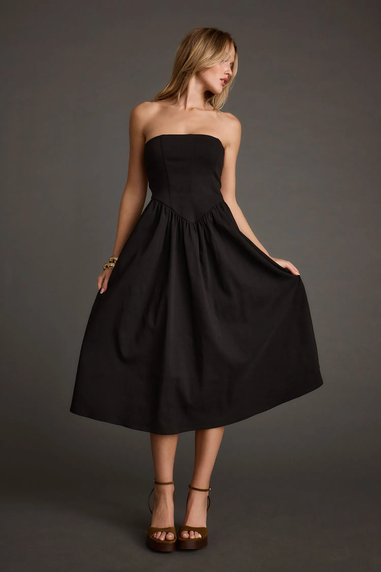 Discount Blaire Strapless Drop Waist Midi Dress Date Night Dresses|Midi Dresses