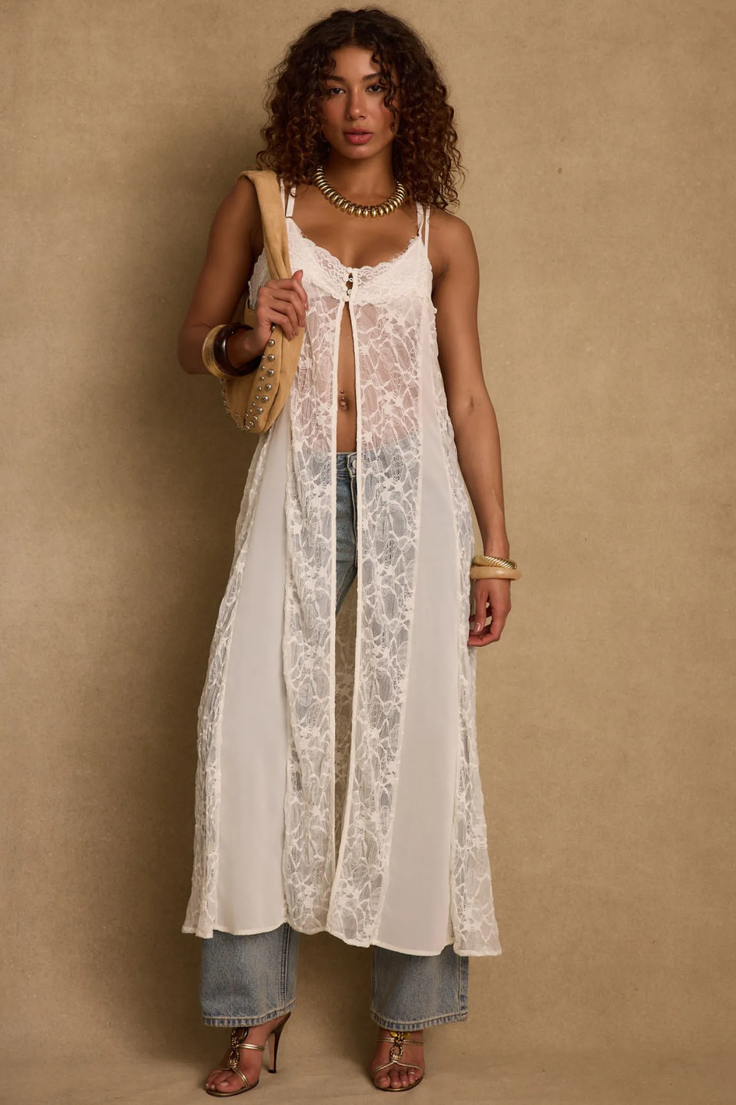 Discount Blanca White Lace Longline Tank Tees + Tanks|The White Edit