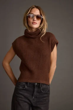 New Boulder Brown Turtleneck Sweater Vest Sweaters + Cardis|Tees + Tanks