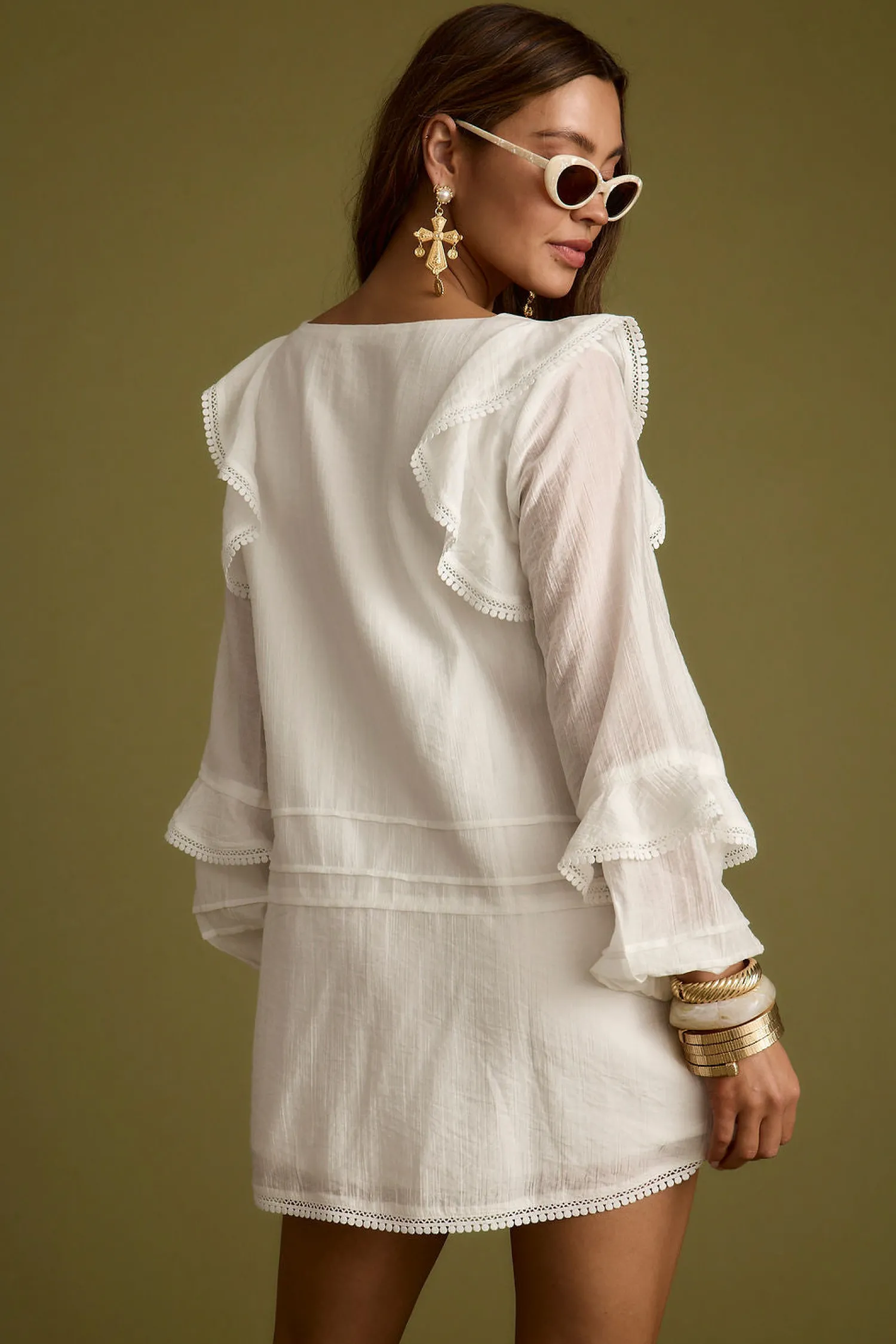 Online Bound White Long Sleeve Micro Tunic Dress The White Edit|Seashells + Wedding Bells