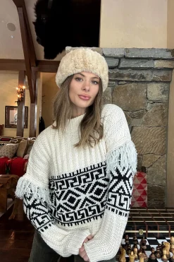 Outlet Bozeman Cream Printed Fringe Sweater Sweaters + Cardis|Long Sleeves