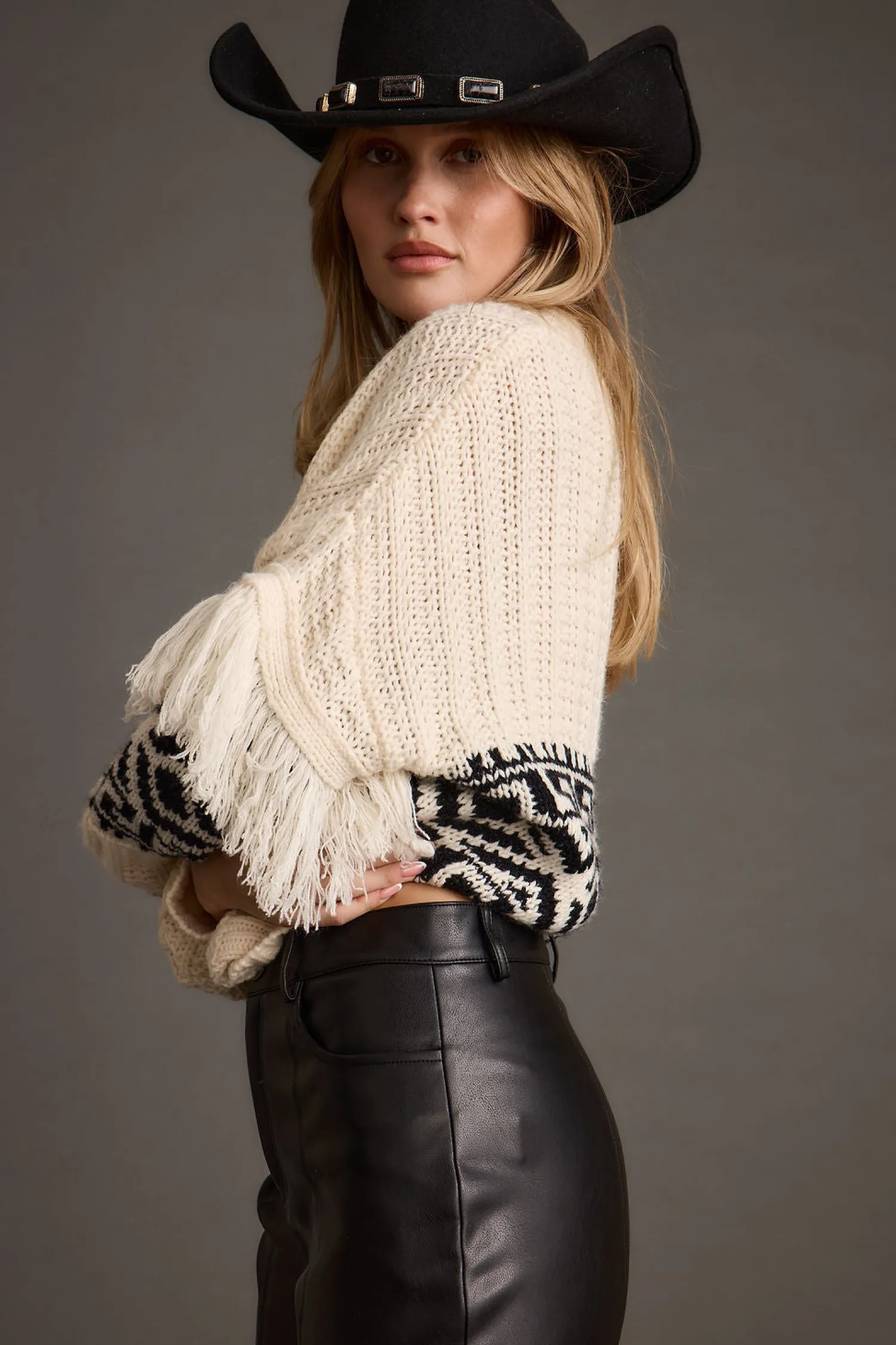 Outlet Bozeman Cream Printed Fringe Sweater Sweaters + Cardis|Long Sleeves