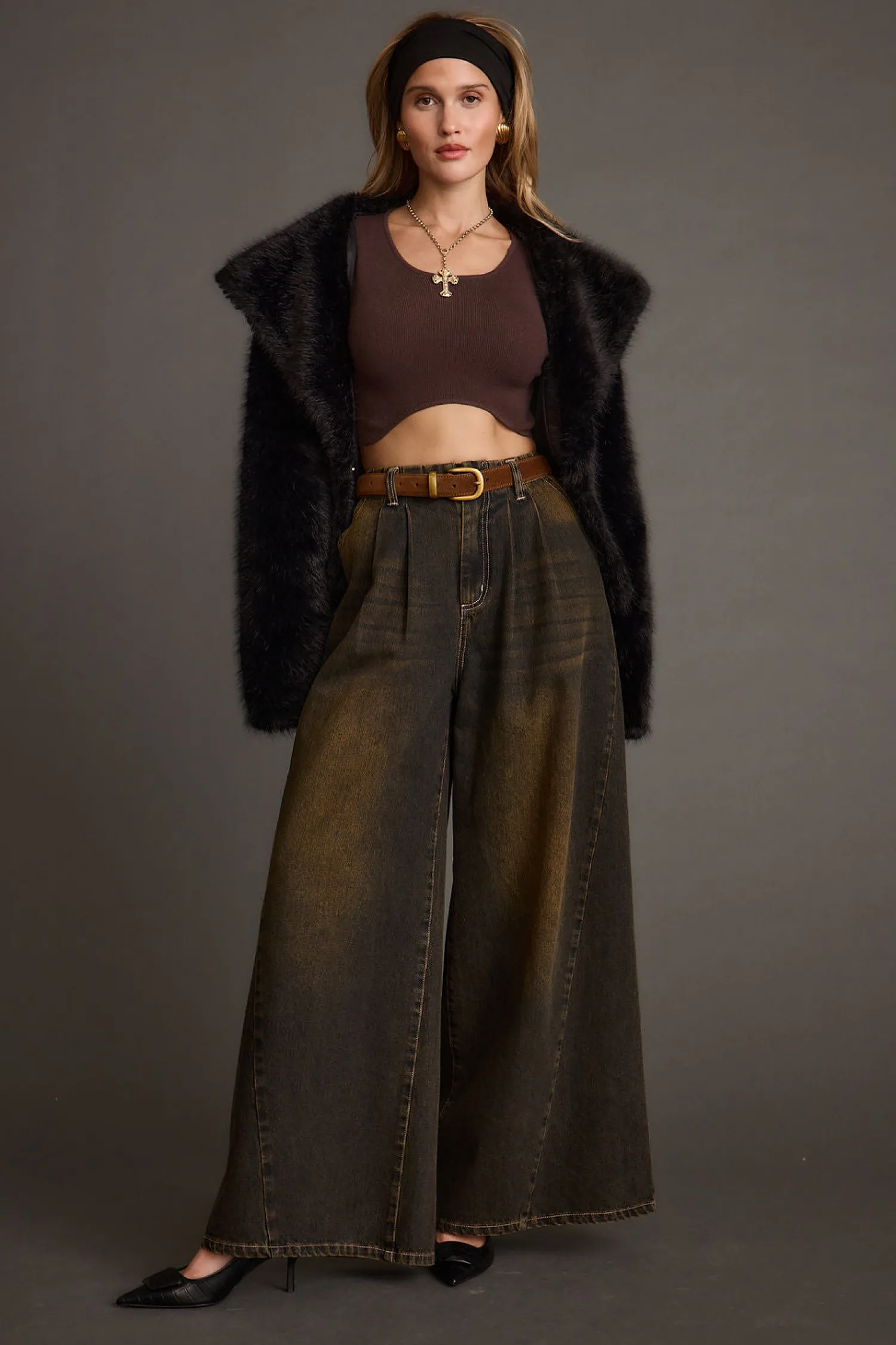Sale Brielle Black Faux Fur Cropped Jacket Outerwear|Jackets