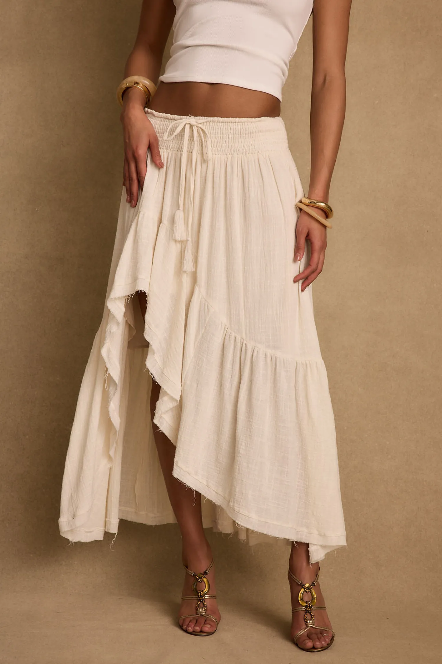 Discount Calista Ivory High Low Maxi Skirt Date Night Bottoms|Skirts