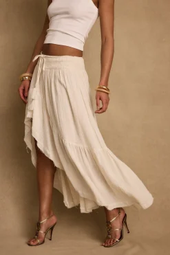 Discount Calista Ivory High Low Maxi Skirt Date Night Bottoms|Skirts