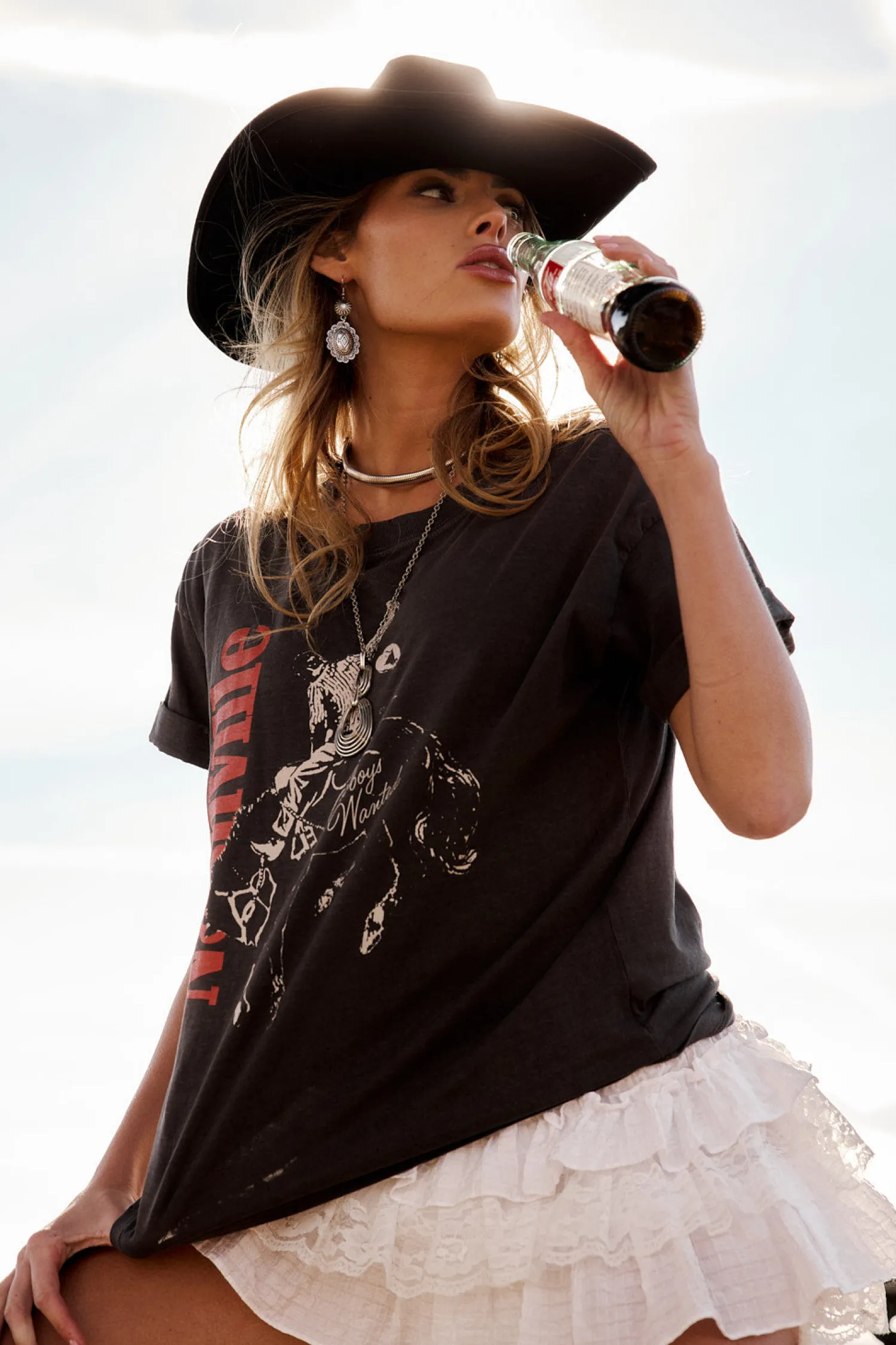 Discount Callie Charcoal Oversized Graphic Tee Tees + Tanks|Festival Style Steals