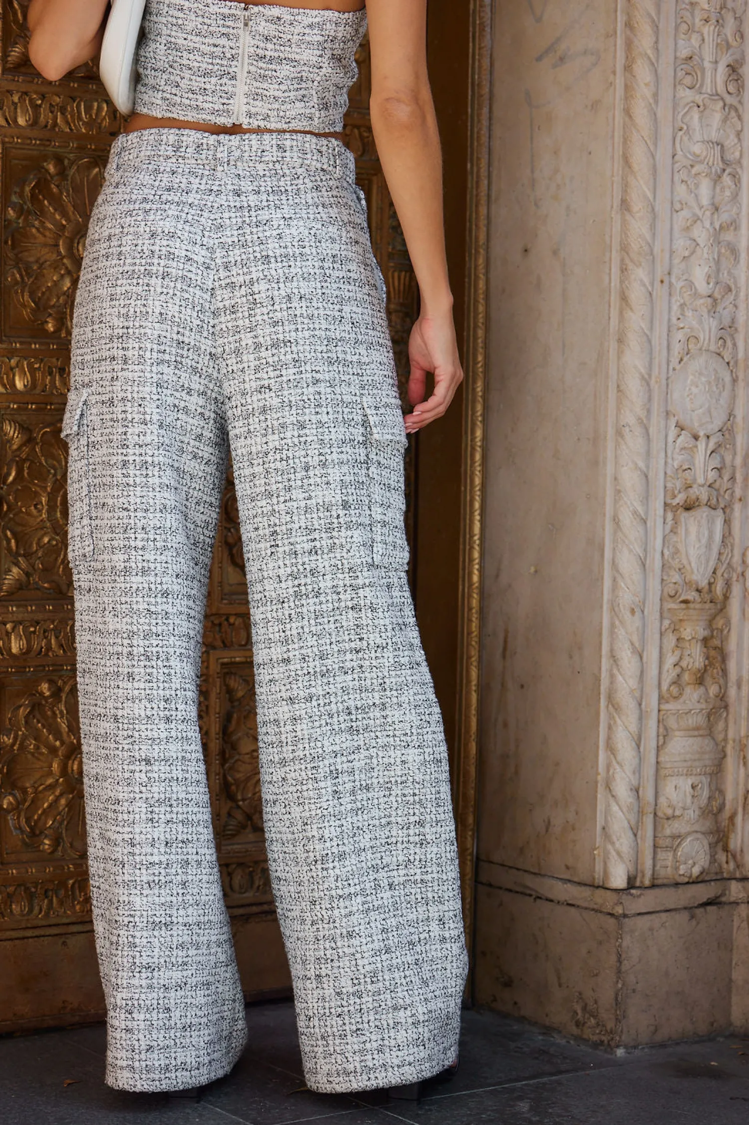 Hot Camille Tweed Belted Trousers Work Wear Bottoms|Pants