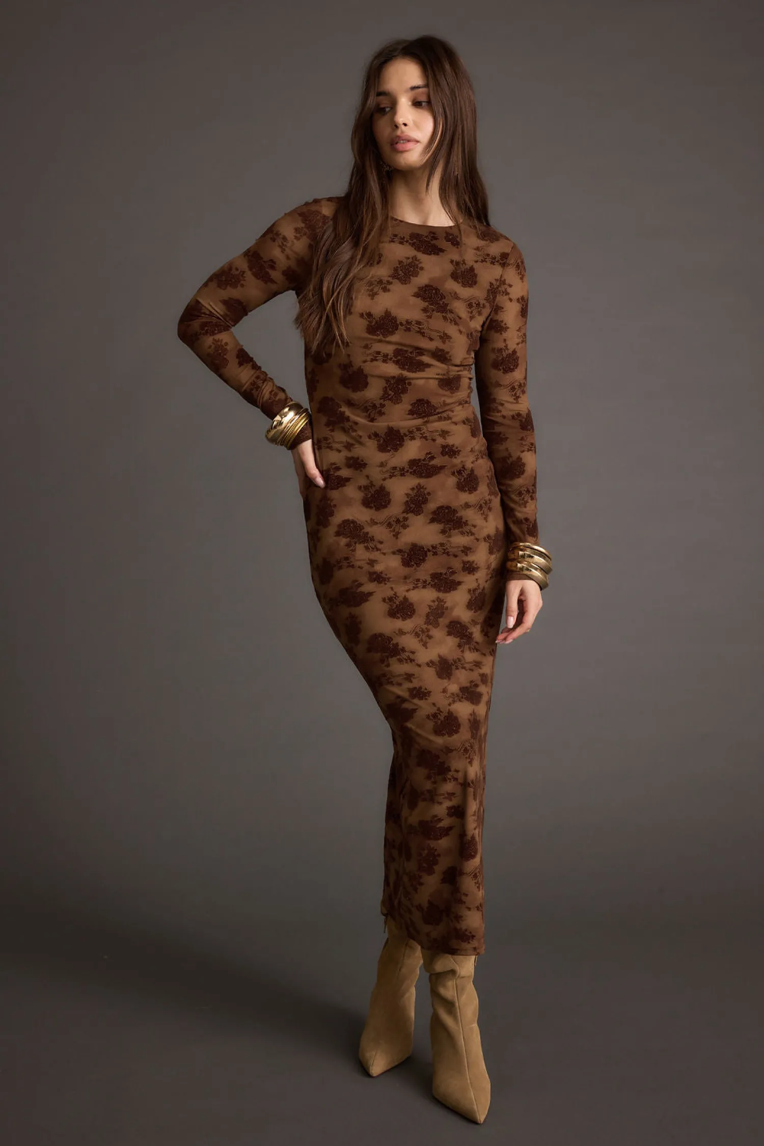 Outlet Casanova Brown Floral Maxi Dress For You And Your Bestie|Date Night Dresses