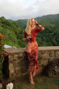 Clearance Casanova Printed Mesh Maxi Dress For You And Your Bestie|Date Night Dresses