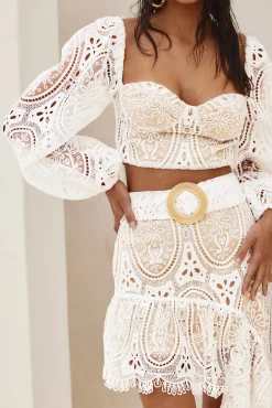 Fashion Cecilia Eyelet Ruffle Midi Skirt Skirts|The White Edit